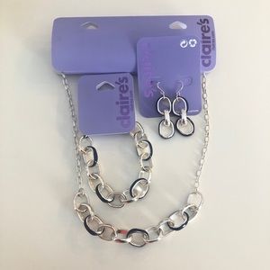 Claire's Silver Enamel Link Statement Jewelry